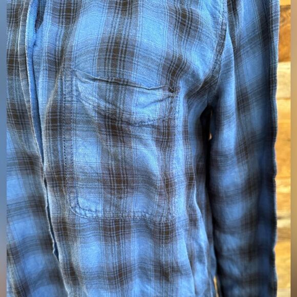 American Eagle boyfriend lightweight flannel button down button sleeve sz M - Picture 5 of 14